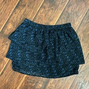 Urban Outfitters Silence + Noise Black and Blue Lace Print Layered Mini Skirt